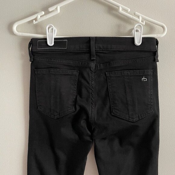 Rag & Bone Women SZ 26 Black Dark Wash Ankle Skinny Raw Hem Denim Jeans - Picture 7 of 13